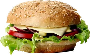 cheeseburguer com tomate, alface e cebola roxa